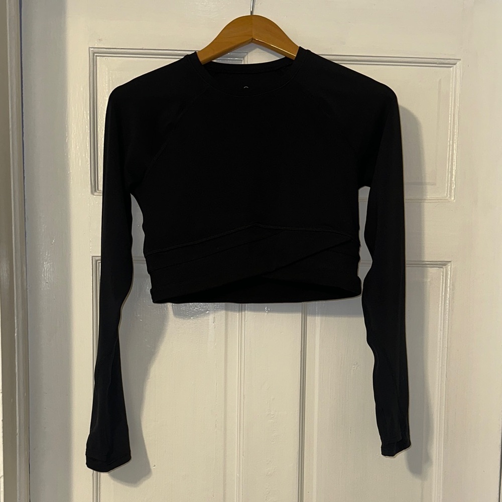Sweaty Betty Black Long Sleeve Crop Top